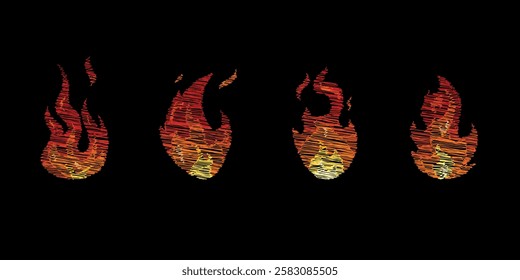 random handwritten fire icon vector eps