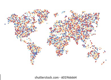Random hexagon of world map.