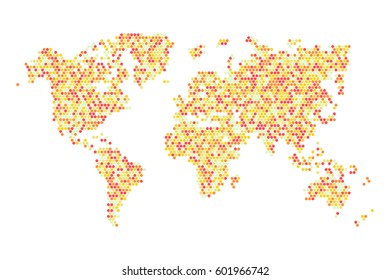 Random hexagon of world map.