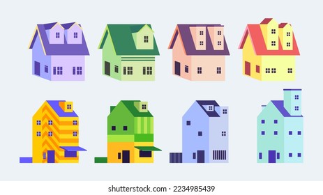 random house building vector design in adorable pastel colors. house and building vector. flat building design.
EPS10 files