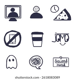 Random Icon Line Art Vector Illustration Design