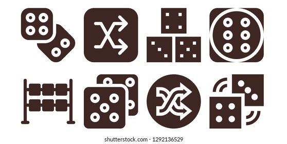  random icon set. 8 filled random icons. Simple modern icons about  - Dice, Shuffle, Dices