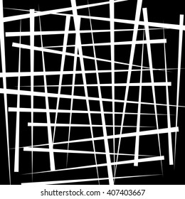 Random intersecting irregular lines. Abstract monochrome illustration