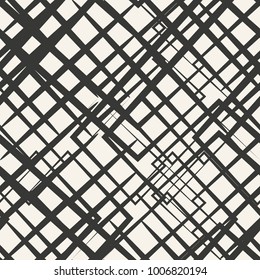 Random intersecting lines abstract geometric pattern.Striped repeating background.Black and white grid texture