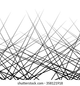 Random, intersecting lines. Abstract monochrome vector texture / pattern.