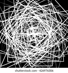 Random intersecting lines. Abstract monochrome geometric art.