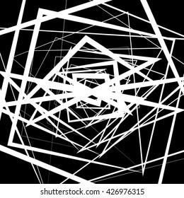 Random intersecting lines. Abstract monochrome geometric art.