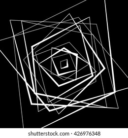 Random intersecting lines. Abstract monochrome geometric art.
