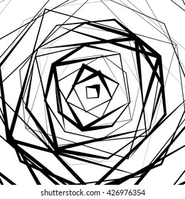 Random intersecting lines. Abstract monochrome geometric art.