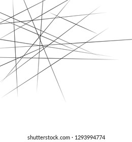 Random intersecting lines geometric pattern. Abstract geometric black and white texture, pattern