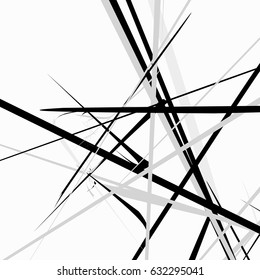 Random intersecting lines geometric pattern. Abstract geometric black and white texture / pattern