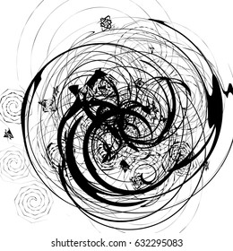 Random intersecting lines geometric pattern. Abstract geometric black and white texture / pattern
