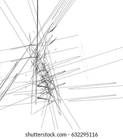 Random intersecting lines geometric pattern. Abstract geometric black and white texture / pattern