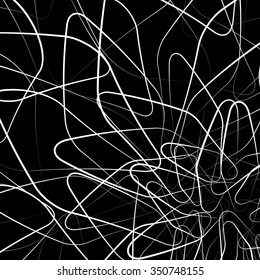 Random intersecting wiggly, sinuous, tangled lines. abstract vector.