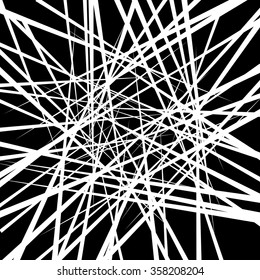 Random irregular intersecting lines. Abstract monochrome vector texture, pattern.