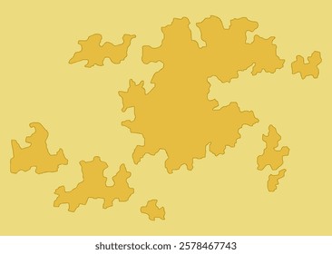 Random island shape, old paper map empty template for educational, game, toy usage.