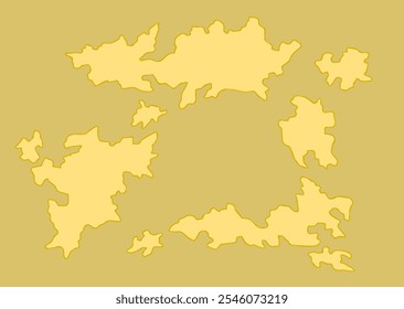 Islas al azar para la Plantilla de juegos y juguetes, ilustración de mapa vintage.