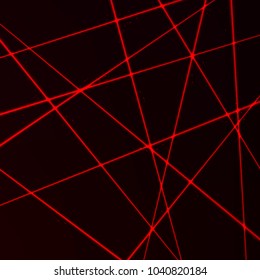 Random Laser Mesh. Security Red Beams. Vector Illustration Isolated On Dark Background