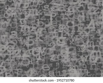 Cartas y números al azar. Fondo digital en un estilo de matriz. Patrón de código binario con dígitos en la pantalla, carácter descendente. Resumen de fondo digital. Ilustración del vector