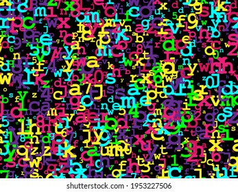 Random letters and numbers. Digital background in a matrix style. Binary code pattern with digits on screen, falling character. Abstract digital backdrop. Vector illustration