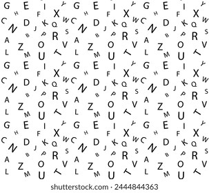 random letters patterns on white background.
