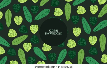 Random light and dark leaves arranged in dark background