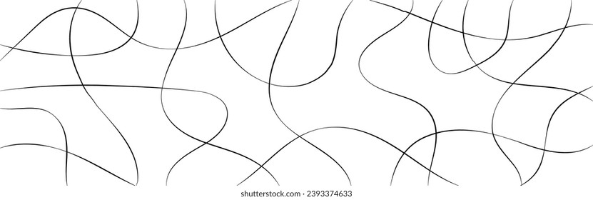 Random line pattern background. Decorative pattern with tangled curved lines. Random chaotic lines abstract geometric pattern vector background.