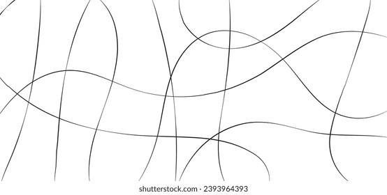 Random line pattern background. Decorative pattern with tangled curved lines. Random chaotic lines abstract geometric pattern vector background.