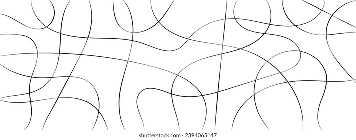 Random line pattern background. Decorative pattern with tangled curved lines. Random chaotic lines abstract geometric pattern vector background.