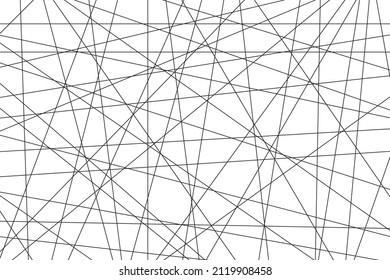 Random line pattern. Geometric abstract lines background. Black chaotic texture. Diagonal and straight line pattern on white background. Vector.