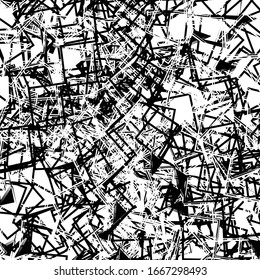 Random Linie formt abstraktes Kunstmuster / Textur. gereiztes, gewelltes, chaotisches Gabel von Linien, Formen