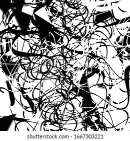 Random line shapes abstract art pattern / texture. Ragged, corrugated, chaotic jumble of lines shapes