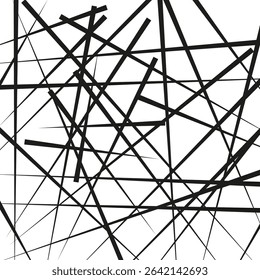 Random line structure. Abstract web shape. Chaotic stroke mesh. Vector scribble figure.