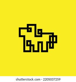 Random line vector logo resembled a sheep. A logo isolated on yellow background.