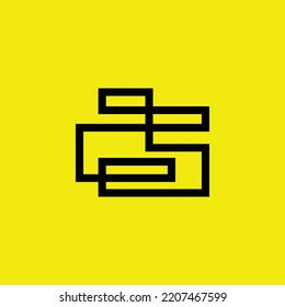 Random line vector logo resembled a snake. A logo isolated on yellow background.