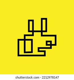 Random line vector logo resembled a cattle. A logo isolated on yellow background.