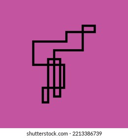 El logotipo vectorial de línea aleatoria dentro del fondo magenta se parecía a un flamingo. Adecuado para la empresa, producto, identidad, marca, evento, arte, negocio e industria.