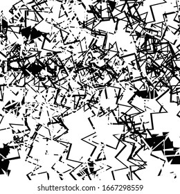 Random lines abstract black and white art texture, pattern. Ragged, wavy, corrugated jumble of chaotic line shapes