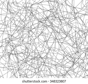 Random lines abstract vector texture. Entangled, intersecting lines. Editable vector.