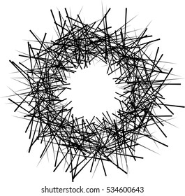 Random lines, chaotic lines abstract element. Monochrome artistic illustration