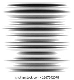 Random lines element. Random horizontal lines. Irregular straight, parallel stripes. Strips, streaks half-tone geometric pattern