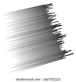 Random lines element. Random horizontal lines. Irregular straight, parallel stripes. Strips, streaks half-tone geometric pattern