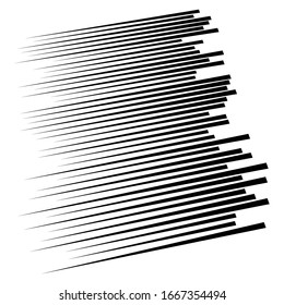 Random lines element. Random horizontal lines. Irregular straight, parallel stripes. Strips, streaks half-tone geometric pattern