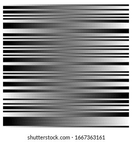 Random lines element. Random horizontal lines. Irregular straight, parallel stripes. Strips, streaks half-tone geometric pattern