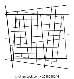 Random lines, stripes. Chaotic lines element isolated on white