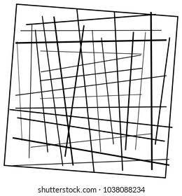 Random lines, stripes. Chaotic lines element isolated on white