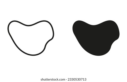 Random Liquid Design Form, Pebble, Stone Collection. Organic Blob Irregular Shape Line and Silhouette Black Set. Abstract Amorphous Splodge. Isolated Vector Illustration.