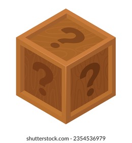 caja de misterio de madera de saqueo aleatorio Icono ilustración vectorial en estilo plano