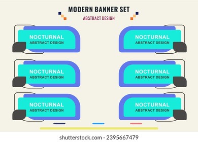 Random modern abstract vector banner set. Flat geometric shapes of different colors design style. Template for web or print design.