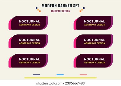 Random modern abstract vector banner set. Flat geometric shapes of different colors design style. Template for web or print design.